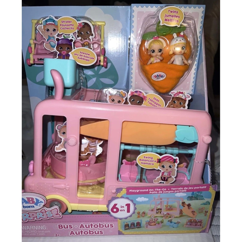 BABY Born Surprise Mini Babies Bus Playground w/ Twins & Stroller